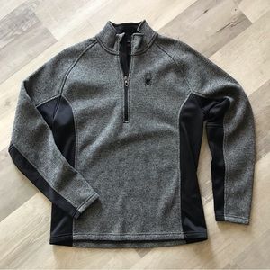 Spyder EUC Sweater Mens Medium Gray 1/4 Zip Pullover Embroidered Logo Fleece